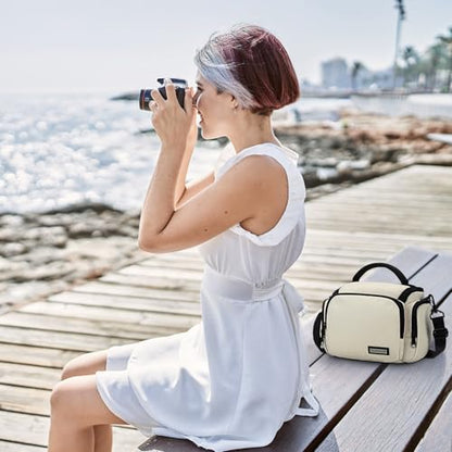 G-raphy Camera Bag Case Compact Lightweight Shoulder Crossbody Sling Photography Bags for Nikon Canon Sony DSLR SLR Mirrorless with Removal Straps (Beige) - color: Beige