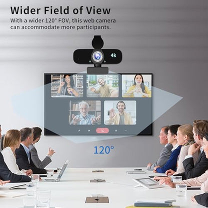 4K Webcam Camera for Computer, External Camera with Microphone, USB Plug&Play, Auto Low Light Correction, Privacy Cover, Tripod, Wide Angle for Meeting/Online Video/Zoom - style: 4K-with tripod