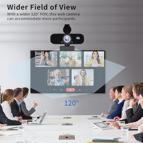 4K Webcam Camera for Computer, External Camera with Microphone, USB Plug&Play, Auto Low Light Correction, Privacy Cover, Tripod, Wide Angle for Meeting/Online Video/Zoom - style: 4K-with tripod