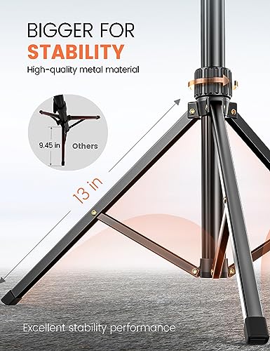 Pnitri 71'' Phone Tripod Stand, Extendable Reinforced Aluminum Phone Stand with Wireless Remote, Stable Cellphone Tripod Compatible with iPhone 15/14/13 Galaxy S23/S22 Huawei. - style: Black