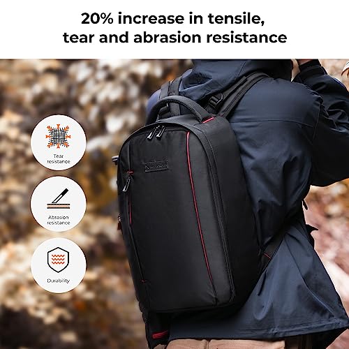 K&F CONCEPT Camera Backpack for Photographers Large Waterproof Photography Camera Bag with Laptop/Tripod Compartment for Men Women Black Red - style: Formal