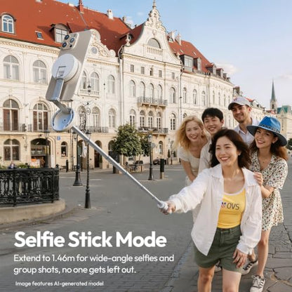 ULANZI Magnetic Phone Tripod 60'' Selfie Stick Auto Open Extendable Stand | Auto Open Tripod, N52 Magnet for Magsafe iPhone Mount, 360° Adjustment Aluminum, Creator Vlog Travel Desk Outdoor Use, White - color: White