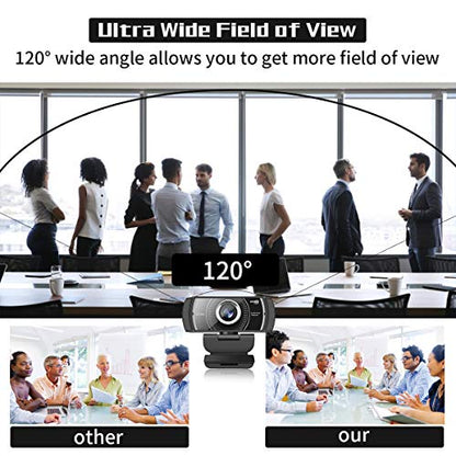 Webcam with Microphone 1080P 60FPS, Privacy Cover Web Camera for Desktop, Autofocus, Dual Noise-Cancelling Mics Streaming Webcam for Gaming, Laptop/Mac/Zoom/YouTube/Video Calling/Office