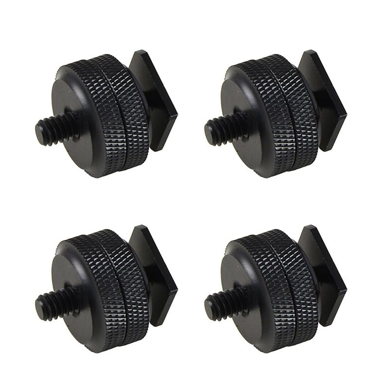 Hot Shoe Adapter 1/4 Inch Camera Hot Shoe Mount Adapter Tripod Screw for DSLR Camera Rig Cold Hotshoe Screw Accessory Attachment for Camera Flash Shoe to 1/4"-20 Male Post Adapter with Locking Disk