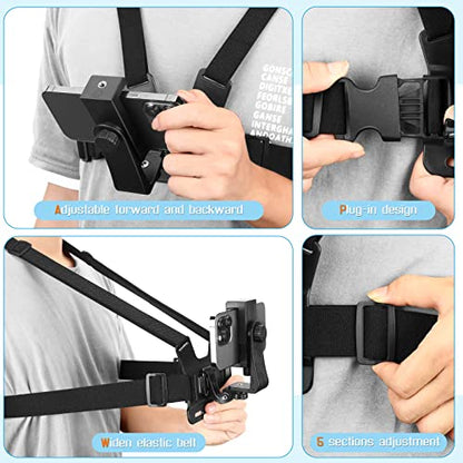 Phone Chest Strap Mount for POV/VLOG Videos, Chest Harness Holder Compatible with iPhone 13 12 11Pro Max Plus,Samsung,GoPro Hero 9, 8, 7, 6,AKASO,Action Camera and Cell Phone Video Shoot Accessories 1