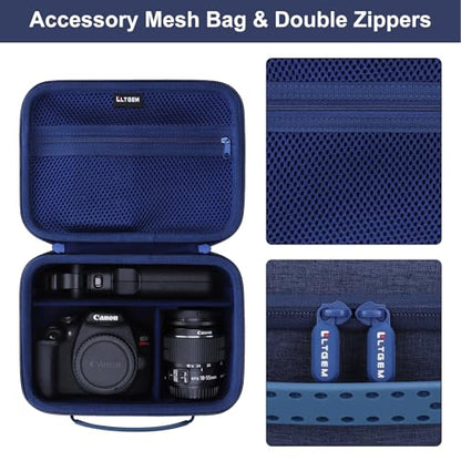 Camera Case Bag Compatible with Canon EOS Rebel T7/R50/R6 Mark II/R100/R50 V/T6/R8/R10/R5 Mark II/RP/R7/5D Mark IV/SL3/R5/T100 DSLR Camera, Len and Tripod with 4 Dividers and Shoulder Strap, Navy Blue - color: Navy Blue, size: Small