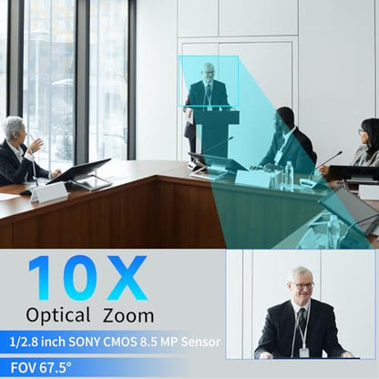 PTZ Camera 4K UHD with 10X Optical Zoom,Video Conference Room Camera,Live Streaming for Church Worship,USB HDMI IP POE Work with Vmix,Zoom,OBS,YouTube,Facebook Livestream - style: 10X ZOOM