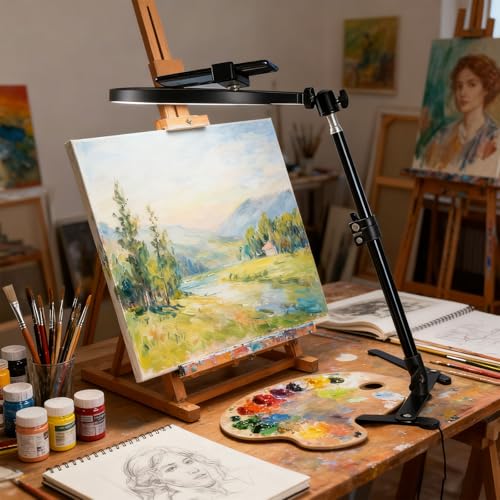 Desktop Phone Tripod with Led Lights & Microphones for Video Recording, Mini Projector, Live Streaming, Drawing Sketching, Baking, Scanning Projects, 360 Rotations-gooseneck Cellphone Holder