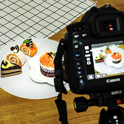 Yookeer 2 Pcs 12 Inch Acrylic Reflective Display Table Riser White & Black Round Background Boards Backdrops for Professional Product Photography Display and Table Top Photography Shooting