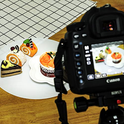 Yookeer 2 Pcs 12 Inch Acrylic Reflective Display Table Riser White & Black Round Background Boards Backdrops for Professional Product Photography Display and Table Top Photography Shooting