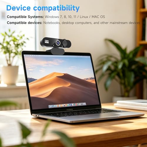1080P USB HD Webcam，with Microphoneand Rotatable Tripod& Privacy Cover for PC，with Auto White Balance for Video Calls, Live Streaming Gaming & Online Meetings
