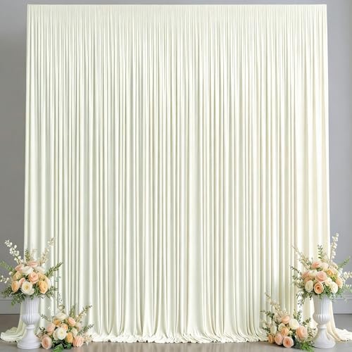 10x10FT Backdrop Curtains with Rod Pockets - Wrinkle Free Photo Stage Backdrop 2 Panels Curtains Drapes for Photography Wedding Party Baby Shower Decorations (Beige) - color: Beige, size: W5' x H10'(2 panels)