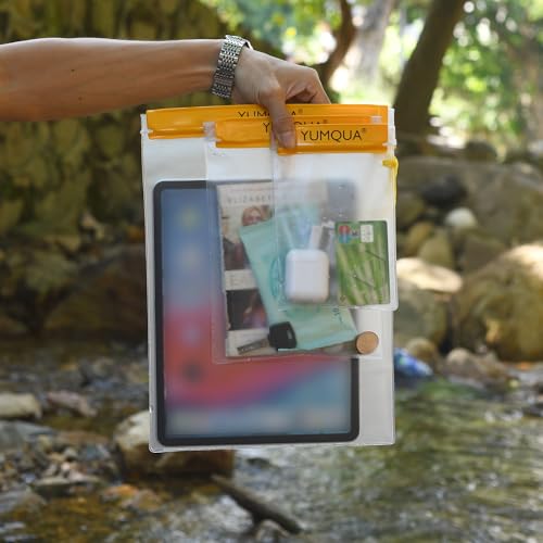YUMQUA Clear Waterproof Bag, Waterproof Document Pouch Passport Holder Water Tight Map Case Waterproof Pouch Water Proof Small Dry Bags for Kindle Phone Tablet Camera, Kayak Boat PaddleBoard - color: Yellow