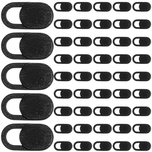 Webcam Cover (50 Pack), 0.03 inch Ultra Thin Laptop Camera Cover Slide for Laptop/Cell Phone/Pad/PC/Tablet Accessories, Protect Your Privacy and Security, Strong Adhesive (Black)