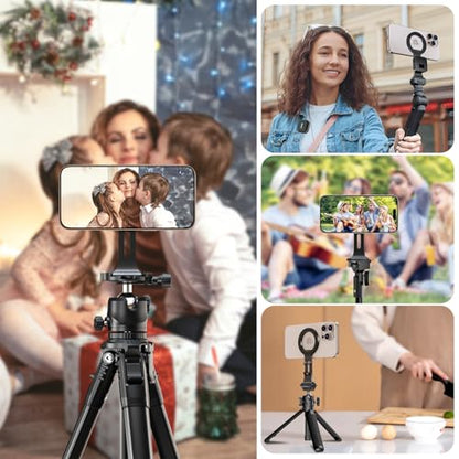 elitehood Aluminum Magsafe Tripod Phone Mount, Compact Phone Holder for Tripod with Arca Swiss Quick Release Plate & 1/4" Screw Adapter, Magnetic iPhone Mount Accessories Fit iPhone 16 15 14 13 Series - style: 1/4“ Screw Port