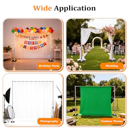ShowMaven Backdrop Stand, 8x10 ft Adjustable Photo Backdrop Stand Kit, Heavy Duty Background Stand with Steel Base for Photography, Baby Shower, Birthday Parties, Wedding (Sliver) - color: Sliver