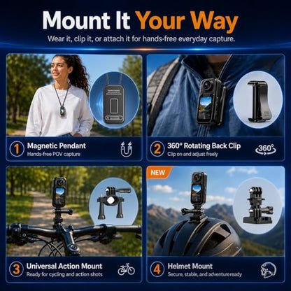 1080P Action Camera, Body Cam, POV Recorder, 128GB, Charging Case | Up to 6H with charging case; waterproof case, magnetic pendant and back clip for travel,bike POV,vlogs and outdoor recording - size: H91128G