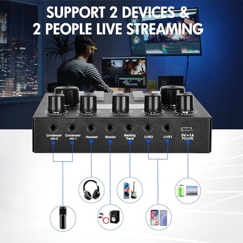 ALSO GO Upgraded Podcast Equipment Bundle for 2, Podcast Equipment with BM-800 Microphone & V8s Sound Card, Podcast Microphone Bundle for Podcasting, Recording, Singing, Streaming and Gaming