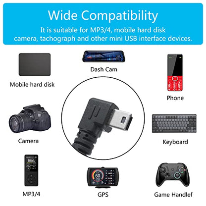 Short Mini USB Charging Cable 9inch, Right Angle Mini USB Male to USB 2.0 Type A Male Data Sync and Charge Cable, for Dash Cam, DigitalCamera, Hard Drive, MP3 Player, Phone (2Pcs) - style: 2Pcs Mini USB - Right Angle