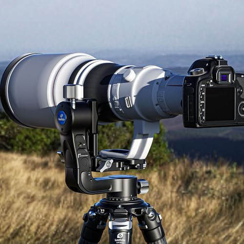 Leofoto Camera Gimbal Head, Aluminum Folding Gimbal Head with 3/8"-16 Hole and 1/4"-20 Threaded for Mounting Tripod/LED Panels/Monitors/Microphones, Max Load to 25kg/55.12lb (PG-2-Black) - color: PG-2-Black-Max Load 55.12lb