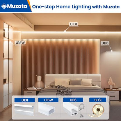 Muzata 20Pack 3.3FT/1M LED Channel Aluminum U Shape Silver LED Strip Diffuser Channel with Milky White Cover Easy Installation U1SW WW 1M - size: 20Pack