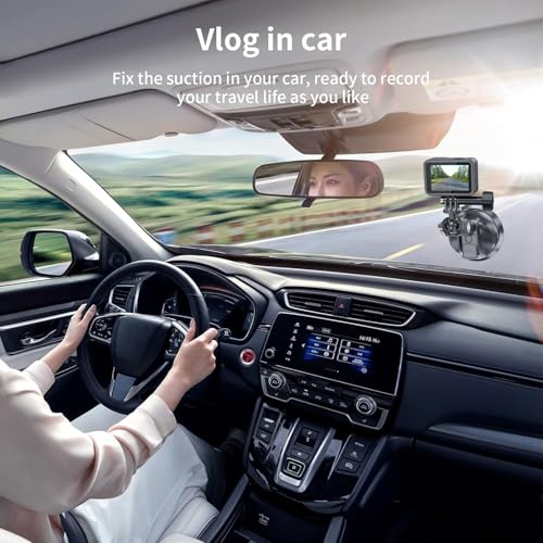TELESIN Suction Cup Car Mount with Phone Holder, Windshield Window Dashboard Boats Vehicle Attach for DJI Osmo Pocket 4/3 Action 6/5/4 GoPro Mission 1 PRO Hero 13 Insta360 Luna Ultra Xtra Camera Mount - color: Suction Mount+Phone Holder