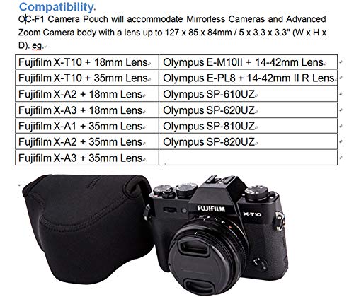 JJC Black Ultra Light Neoprene Camera Case, Compatible with X-E4 X-T30 II X-T30 X-T20 X-T10 +Short Prime Lens, 18mm F1.4/ 27mm F2.8/ 35mm F2, Pouch Bag Fuji X100V X100VI, Compact Size 127x85x84mm - color: OC-F1, style: Oc-f1