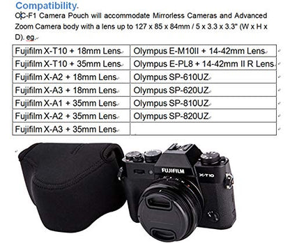 JJC Black Ultra Light Neoprene Camera Case, Compatible with X-E4 X-T30 II X-T30 X-T20 X-T10 +Short Prime Lens, 18mm F1.4/ 27mm F2.8/ 35mm F2, Pouch Bag Fuji X100V X100VI, Compact Size 127x85x84mm - color: OC-F1, style: Oc-f1
