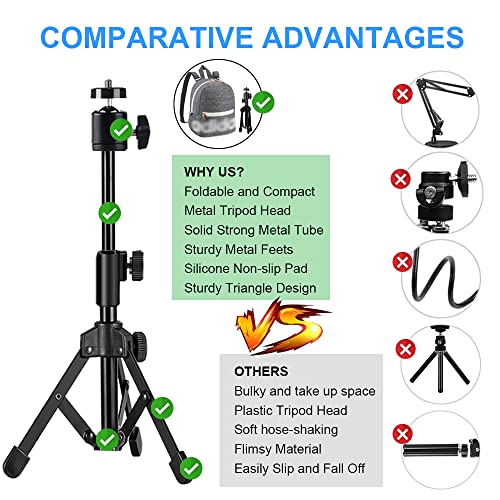 Webcam Tripod Stand Extendable Desktops Tripod for Camera/Phone/Webcam, Desk Tripods Webcam Mount Holder Compatible with Logitech Webcams C925e C922x C922 C930e C930 C920 C615 /iPhone/Ring Light