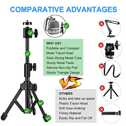 Webcam Tripod Stand Extendable Desktops Tripod for Camera/Phone/Webcam, Desk Tripods Webcam Mount Holder Compatible with Logitech Webcams C925e C922x C922 C930e C930 C920 C615 /iPhone/Ring Light