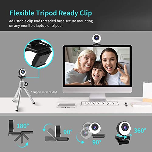 NexiGo N620E Webcam with Light, 1080P 60FPS AutoFocus, ePTZ 2X Digital Zoom, Plug and Play, [Software Included], FHD Streaming Web Camera, Dual Stereo Mics, for Zoom Skype Teams, PC Mac Laptop Desktop - style: Webcam with Light