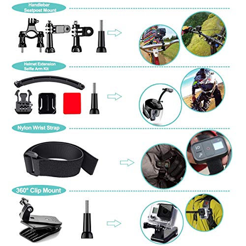 61 in 1 Action Camera Accessories Kit for GoPro Hero 13 12 11 10 9 8 7 6, Gopro Max, GoPro Fusion, Xiaomi, Insta360, DJI Osmo Action, AKASO APEMAN, Campark, SJCAM