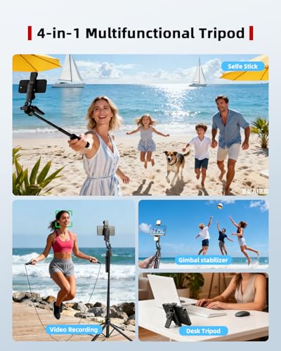 Auto Face Tracking Selfie Stick Tripod for iPhone with Light 360° Rotation That Follows Your Movement 63" Camera Tripod Stand with Remote for Content Creator Vlog Live Stream Video Recording - style: B-Auto Face Tracking Tripod with 2 Square Light