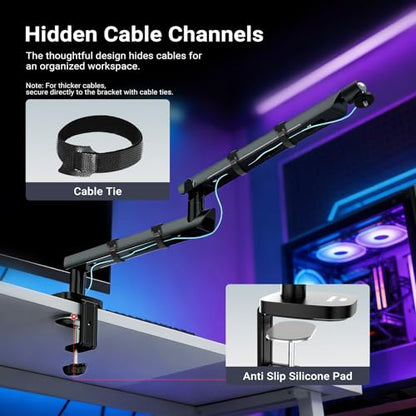 NEEWER Low Profile Mic Boom Arm Desk Mount, Microphone Boom Arm with 360° Ball Head & Cable Management Channels, 1/4" 3/8" 5/8" Threads for Podcast Streaming Gaming Recording, Max Load 3.3 lb, MS007 - style: MS007