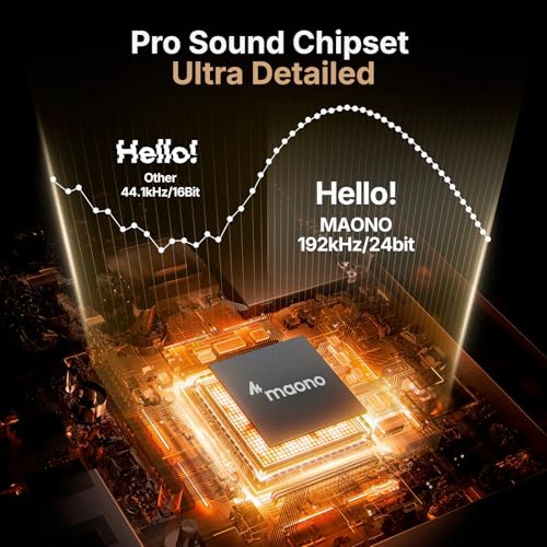 MAONO Microphone with Studio Headphone Set 192kHz/24bit Vocal Condenser Cardioid Podcast Mic Compatible with Mac and Windows, YouTube, Gaming, Live Streaming, Voice-Over (AU-A04H)