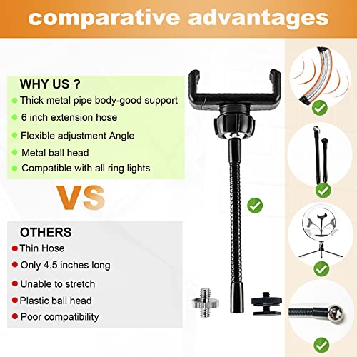 Ring Light Phone Holder Universal Phone Holder for Ring Light with 1/4 and Hot Shoe Adapter, Flexible Phone Mount for RingLight and Tripod Stand - size: Standard