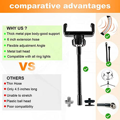 Ring Light Phone Holder Universal Phone Holder for Ring Light with 1/4 and Hot Shoe Adapter, Flexible Phone Mount for RingLight and Tripod Stand - size: Standard