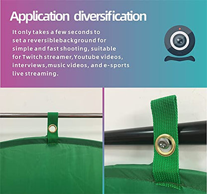 Gen2 Collapsible Portable Webcam Background Chroma Key Greenfor Video Chats, Zoom, Skype, Backdrop Video Calls, Chromakey (58in×58in)