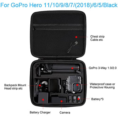 Hard Case for GoPro Hero 13/12/11/10/9/8/7/2018/6/5 Blcak/4 Silvery/Mission 1 Pro Action Camera, Accessories Carrying Storage Shoulder Bag With Strap for DJI Osmo Action 6/5/4/3 Insta360 Ace Pro 2