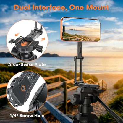 OMOTON TP06 Pro [Equipped Lanyard] for MagSafe Tripod Hook with Magnet Back & Arca-Swiss Base, 360° Rotating with 1/4" Screw, Magnetic Phone Tripod for iPhone 17/16 Pro Max Air Fits Vlog, Travel, Gym - color: Black