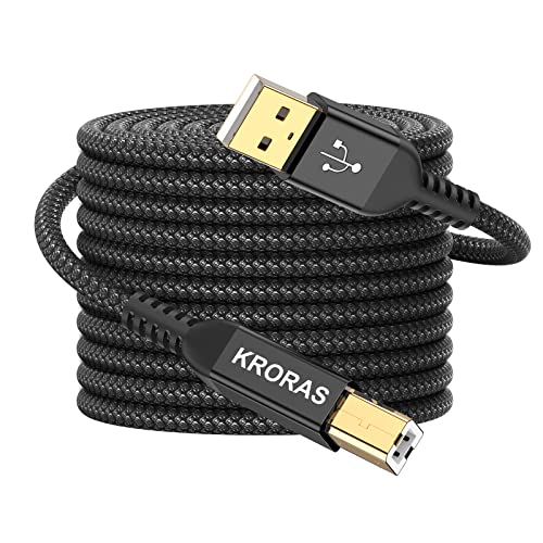 USB 2.0 Printer Cable 20 feet, USB Type A Male to B Male Scanner Cord High Speed for HP, Canon, Dell, Epson, Lexmark, Audio Interface, Midi Keyboard and More - size: 20FT