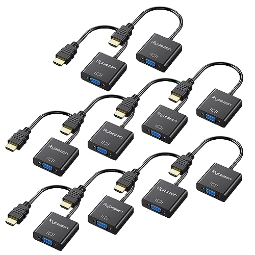 HDMI to VGA Adapter 10 Pack, Gold-Plated HDMI to VGA Converter (Male to Female), Compatible for Computer, Laptop, PC, Monitor, Projector, HDTV, Chromebook, Raspberry Pi, Roku, Xbox and More - color: 10 pack