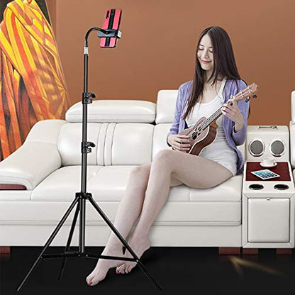 Cell Phone Tripod 27inch to 80inch Adjustable Phone Video Stand for iPhone & Camera Video Recording Vlogging/Streaming/Photography Rotatable Live Video Stand Compatible Mobile Phones