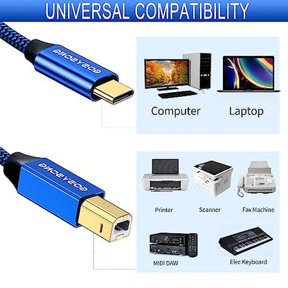 USB C Printer Cable 25ft, High Speed USB C Printer Cord Compatible with Printer, Scanner, Fax, Piano,Midi Keyboard,Audio Recording and More - size: 25ft, style: USB C Printer Cable
