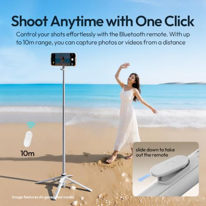 ULANZI Magnetic Phone Tripod 60'' Selfie Stick Auto Open Extendable Stand | Auto Open Tripod, N52 Magnet for Magsafe iPhone Mount, 360° Adjustment Aluminum, Creator Vlog Travel Desk Outdoor Use, White - color: White