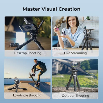 SmallRig Portable Carbon Fiber Tabletop Tripod Kit, 17'' Compact Mini Desktop Tripod with Video Head High Load-Bearing, Built-in QR Plate for Arca, Max Load 3kg / 6.6lb for Cameras, DSLR - style: Video Head