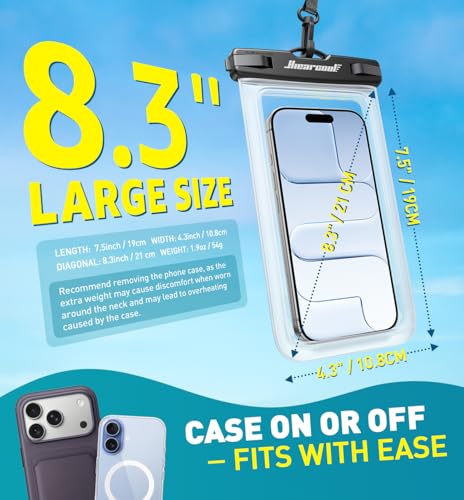 Hiearcool Waterproof Phone Pouch, Water Proof Phone Case for iPhone, Waterproof Cell Phone Dry Bag for Cruise Travel Vacation Essentials Large Waterproof Phone Holder 4 Pack-Black&Clear - color: Pack of 2 Black 2 Clear