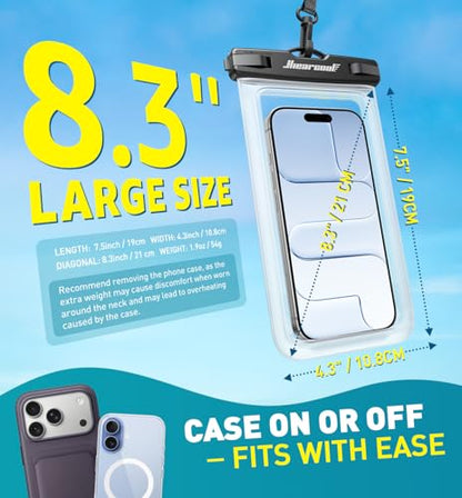 Hiearcool Waterproof Phone Pouch, Water Proof Phone Case for iPhone, Waterproof Cell Phone Dry Bag for Cruise Travel Vacation Essentials Large Waterproof Phone Holder 4 Pack-Black&Clear - color: Pack of 2 Black 2 Clear