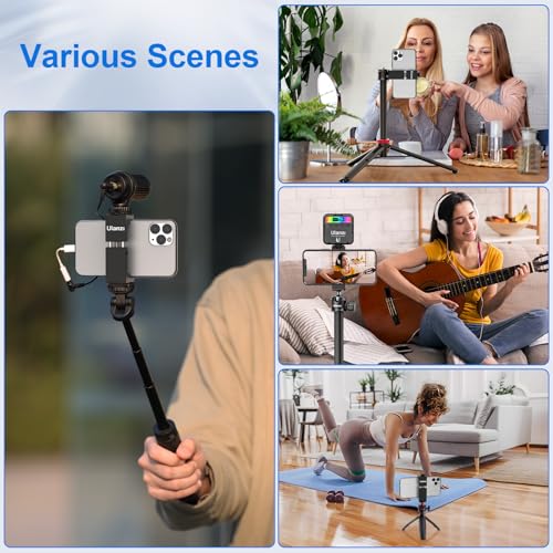 ULANZI ST-02S Aluminum Phone Tripod Mount w Cold Shoe Mount, Support Vertical and Horizontal, Universal Metal Adjustable Clamp for iPhone 12 11 Pro Xs X Max 8 7 Plus Samsung Android Smartphones - color: Black