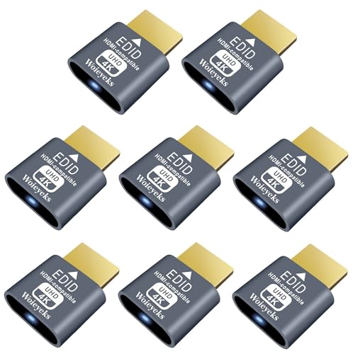 HDMI Dummy Plug 4K HDR,Headless Display Adapter,Virtual Monitor EDID Emulator, Supports up to 4k@60Hz,1080@120Hz (8 Pack) - size: HDMI 8 pack